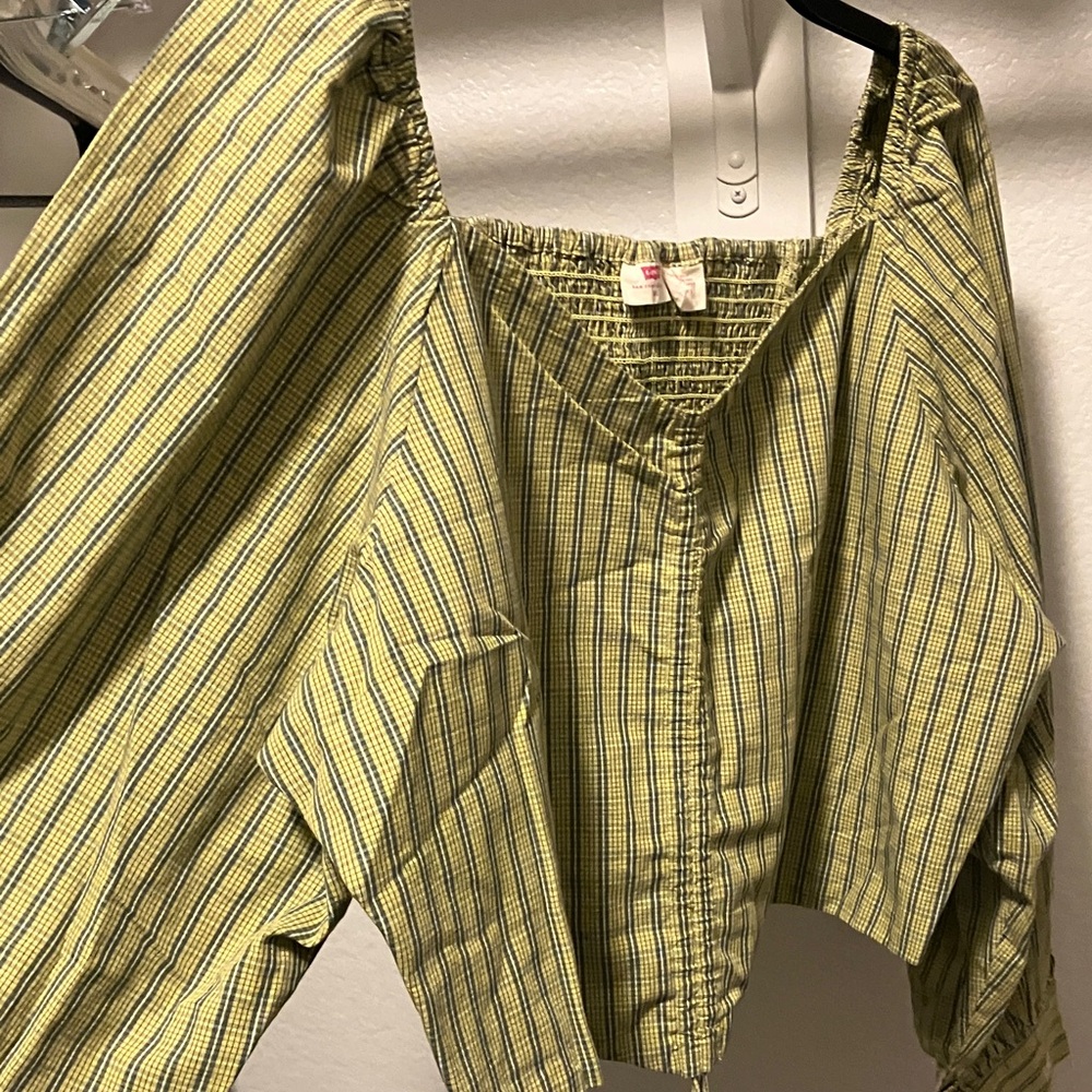 Levi's Yellow-Green Striped Square-Neck Blouse - Picture 4 of 9